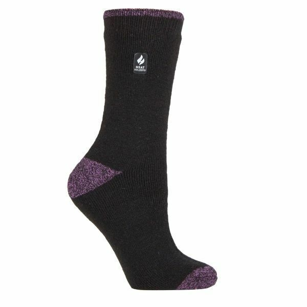 Heat Holders Lite Womens Insulated Thermal Socks 4-8 UK Black / Berry H&amp;amp;T (Tenerife)