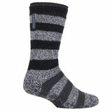 Heat Holders Mens Winter Warm Thermal Slipper Socks 6-11 UK Black Stripe (Oakley) / 1EA