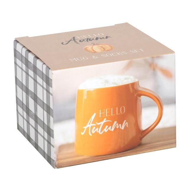 Hello Autumn Ceramic Mug &amp;amp; Socks Set