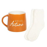 Hello Autumn Ceramic Mug &amp;amp; Socks Set