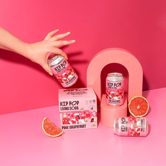 Hip Pop Pink Grapefruit Living Soda   4 x 330ml