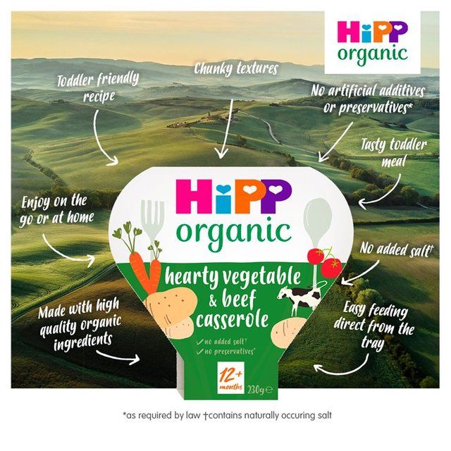 HiPP Organic Hearty Vegetable &amp;amp; Beef Casserole Toddler Tray Meal 12+ Months   230g