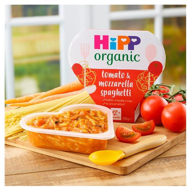 HiPP Organic Tomato &amp;amp; Mozzarella Spaghetti Toddler Tray Meal 1-3 Years    230g