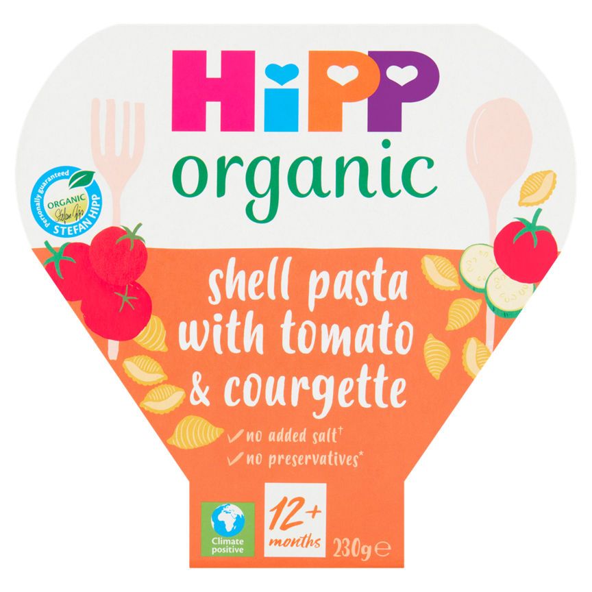 HiPP Shell Pasta With Juicy Tomatoes &amp;amp; Courgettes Toddler Tray Meal 1-3 Years