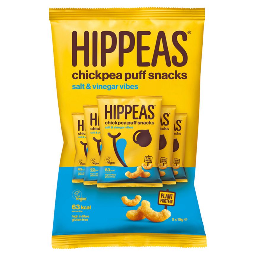 HIPPEAS Chickpea Puff Snacks Salt &amp;amp; Vinegar Vibes 5 x 15g