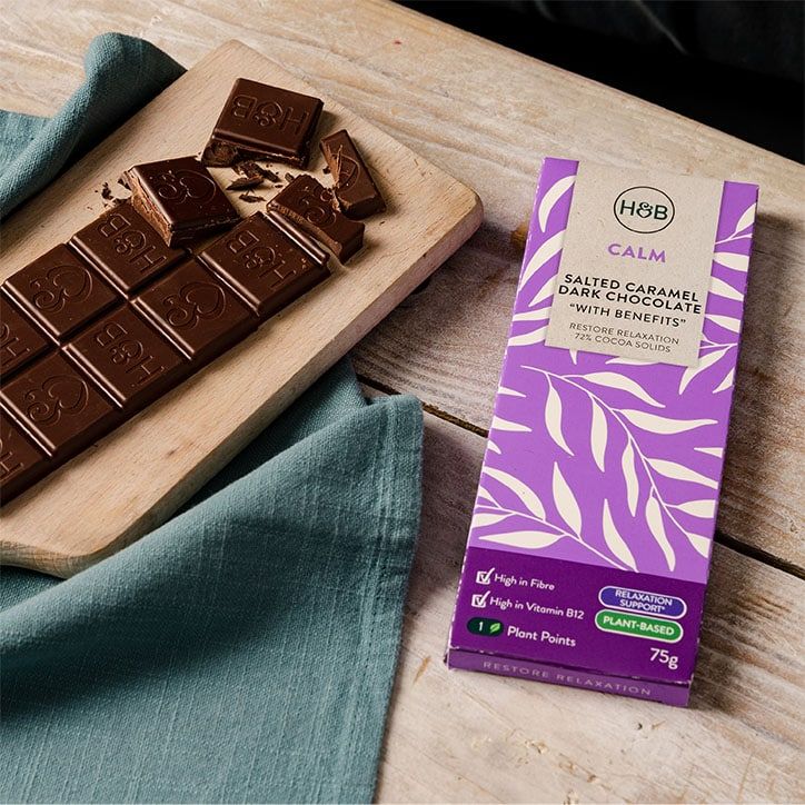 Holland &amp;amp; Barrett Calm Salted Caramel Dark Chocolate with Benefits 75g