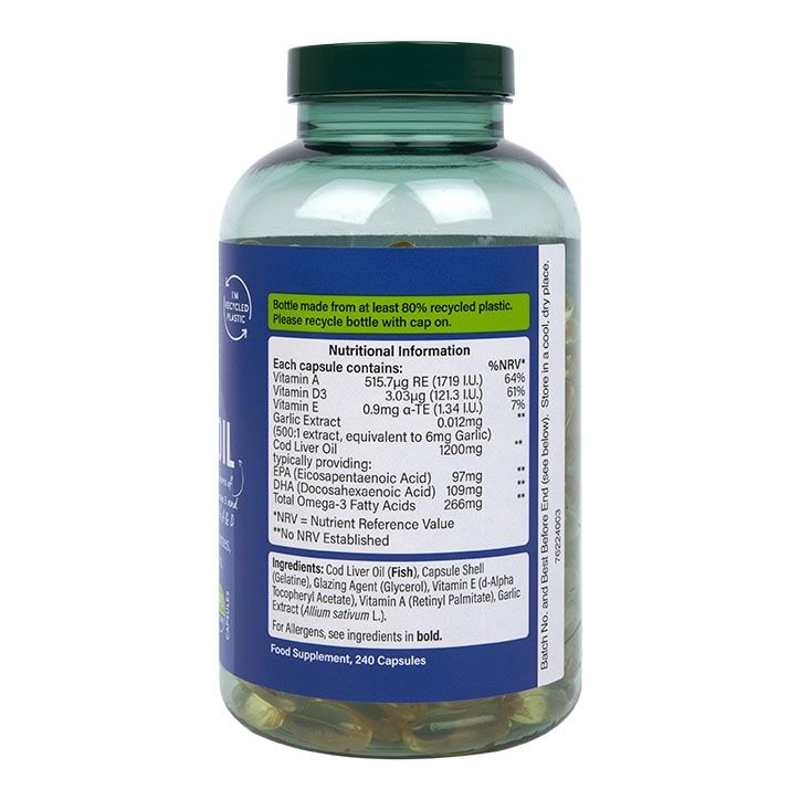 Holland &amp;amp; Barrett Pure Cod Liver Oil &amp;amp; Garlic 240 Capsules