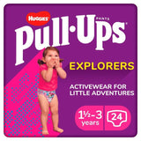 Huggies Pull-Ups Explorers Girls Nappy Pants Size 4-5+ (1.5-3 Yrs)   24 per pack