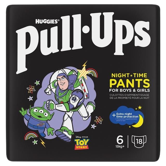 Huggies Pull-Ups Night Time Unisex Training Nappy Pants - Size 6 18 Pants   18 per pack