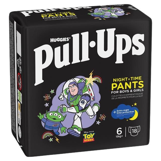 Huggies Pull-Ups Night Time Unisex Training Nappy Pants - Size 6 18 Pants   18 per pack