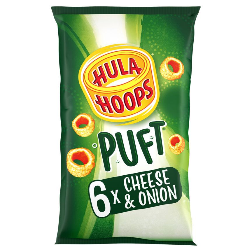 Hula Hoops Puft Cheese &amp;amp; Onion Flavour Wheat &amp;amp; Potato Rings 6 x 15g