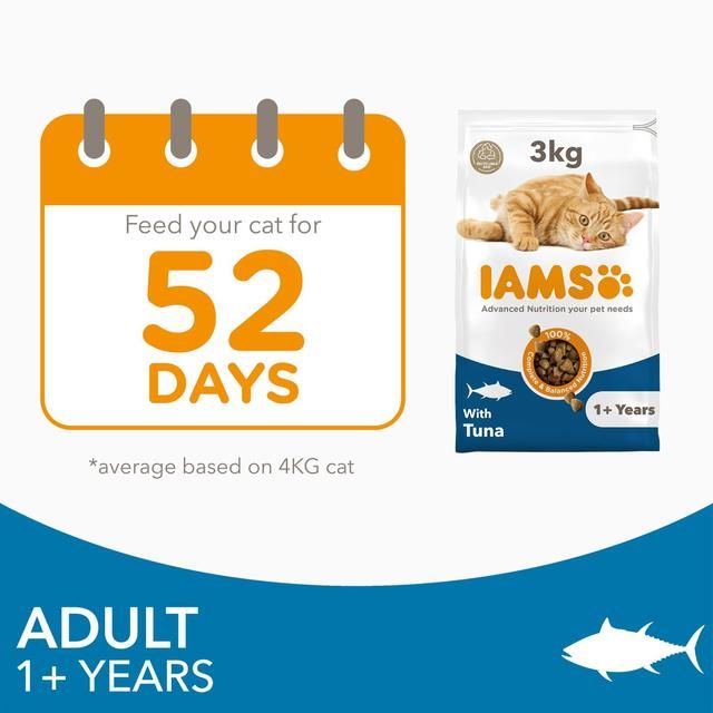 IAMS 1+ Years Adult Dry Cat Food Tuna   3kg