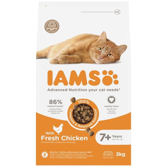 IAMS 7+ Years Senior Dry Cat Food Chicken   3kg