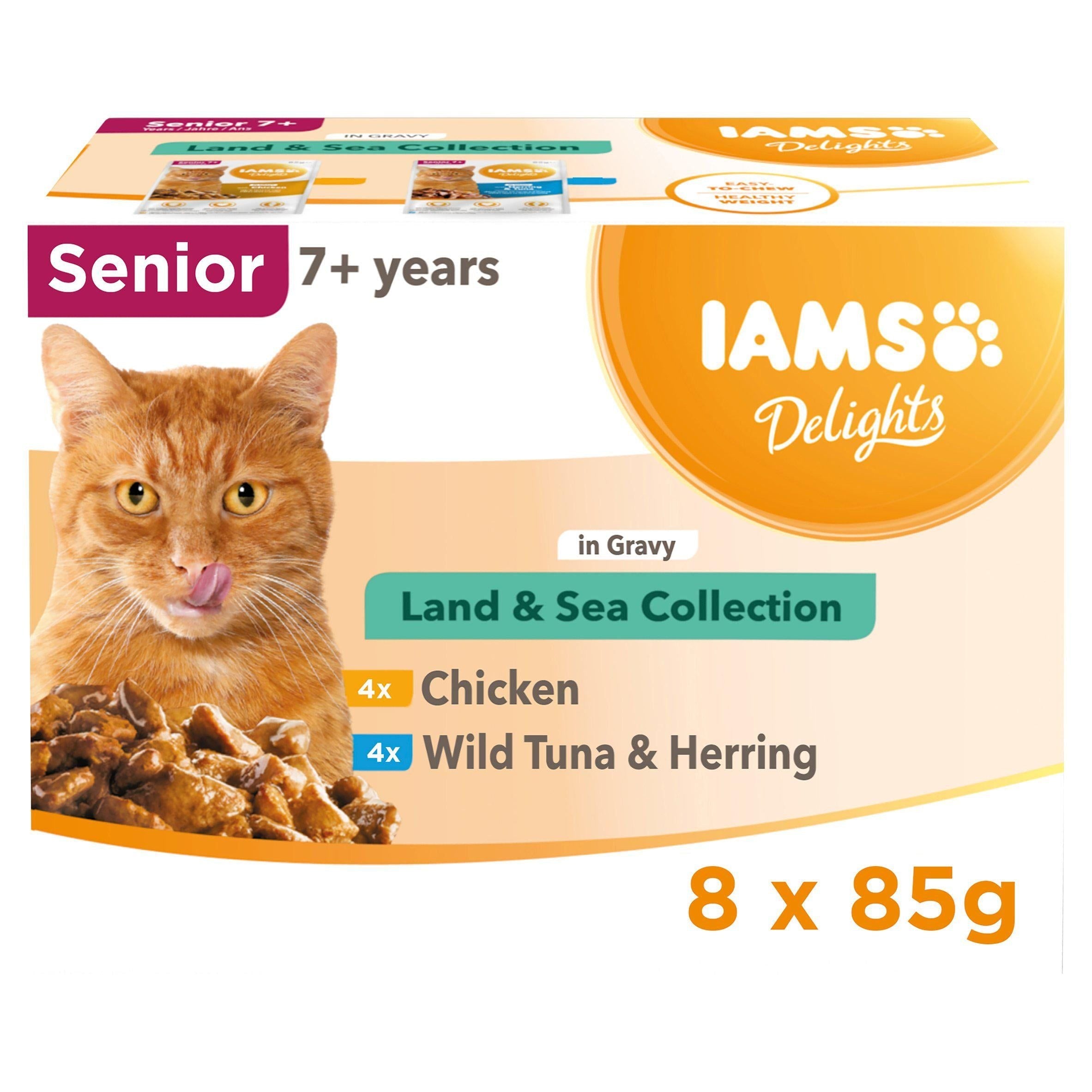 IAMS Delights Land &amp;amp; Sea Collection In Gravy Senior 7+ Years 8x85g