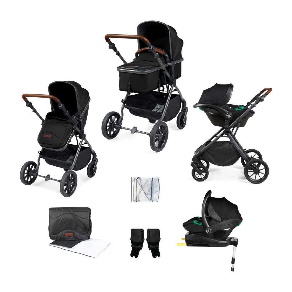 Ickle Bubba Cosmo all-in-one i-Size Travel System  Gun Metal/Black/Tan/ Pack Size 1
