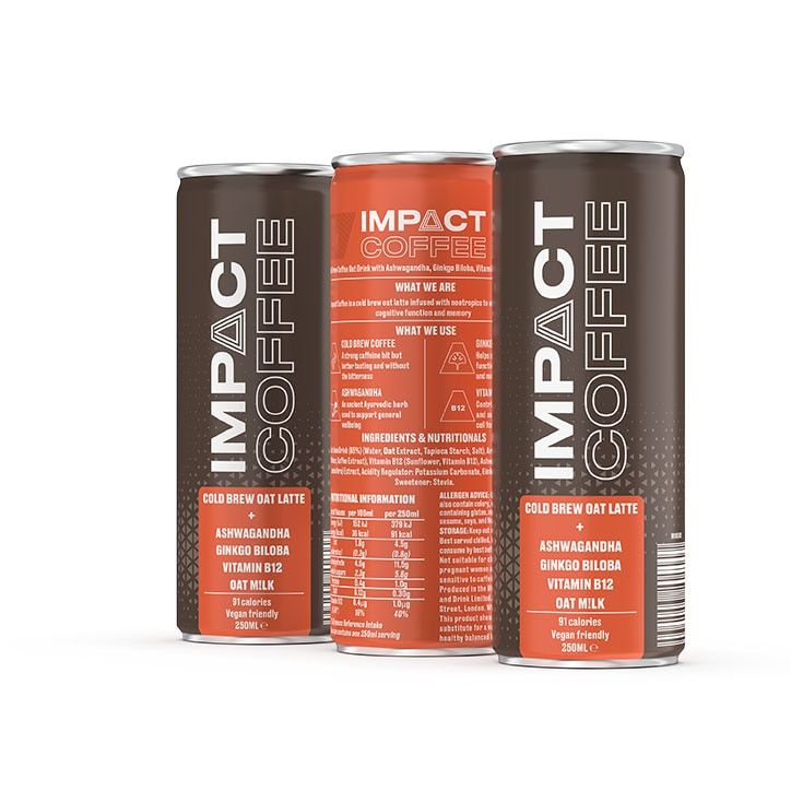 Impact Coffee Cold Brew Oat Latte (Ashwagandha, Ginkgo Biloba &amp;amp; Vitamin B12) 250ml