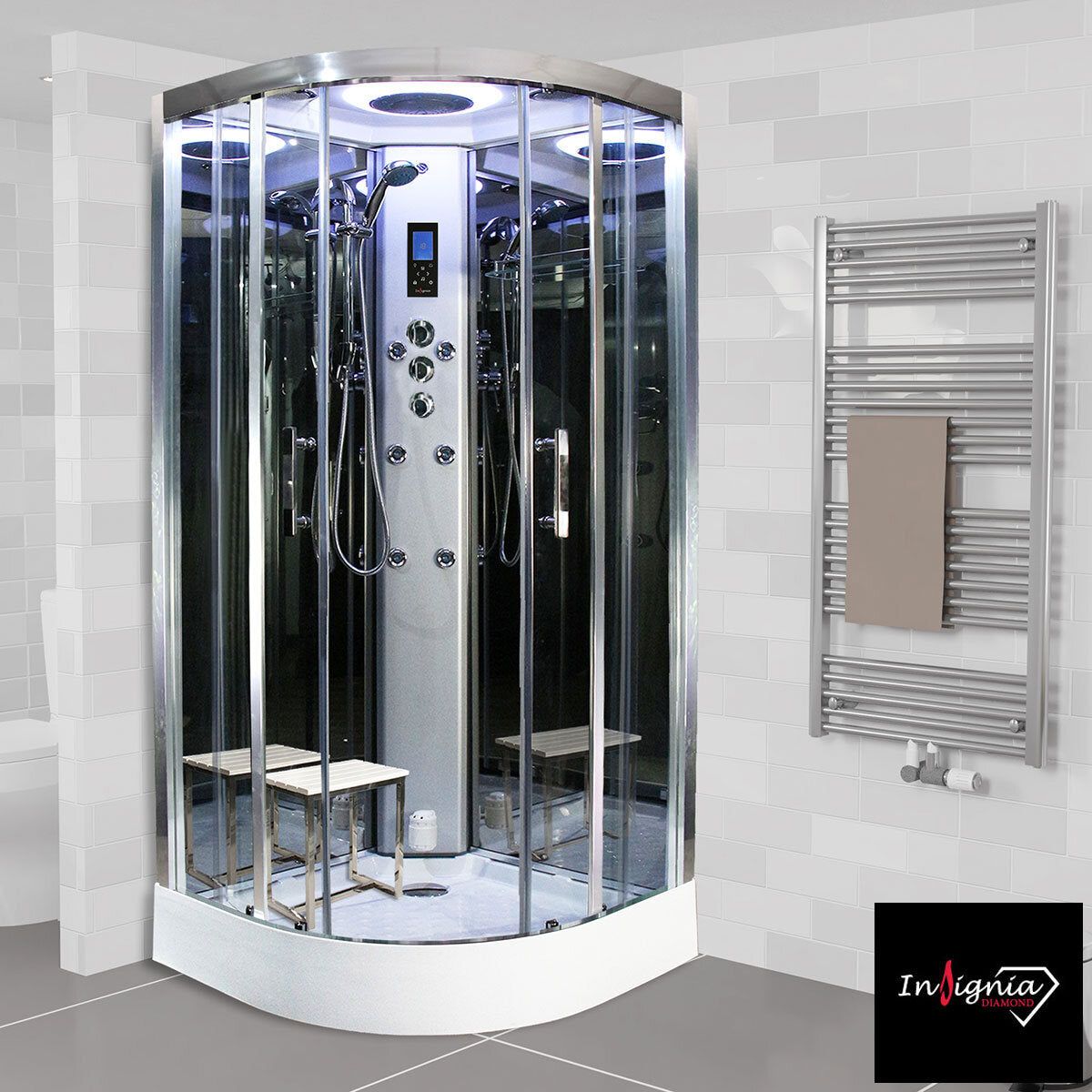 Insignia Diamond 900mm Quadrant Steam Shower in 2 Colours