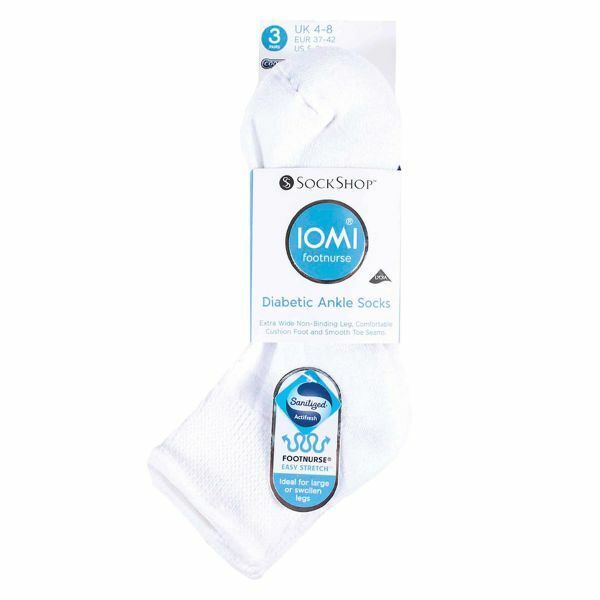 IOMI 3 Pairs Cotton Rich Cushioned Diabetic Socks 9-11 UK