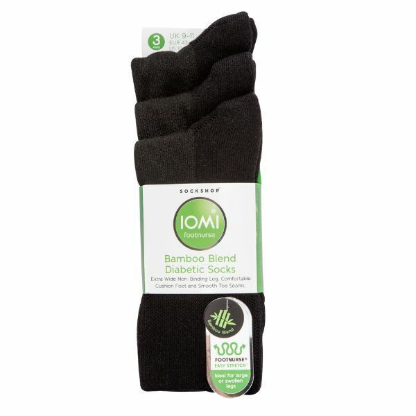 IOMI 3 Pairs Extra Wide Bamboo Diabetic Socks 9-11 UK