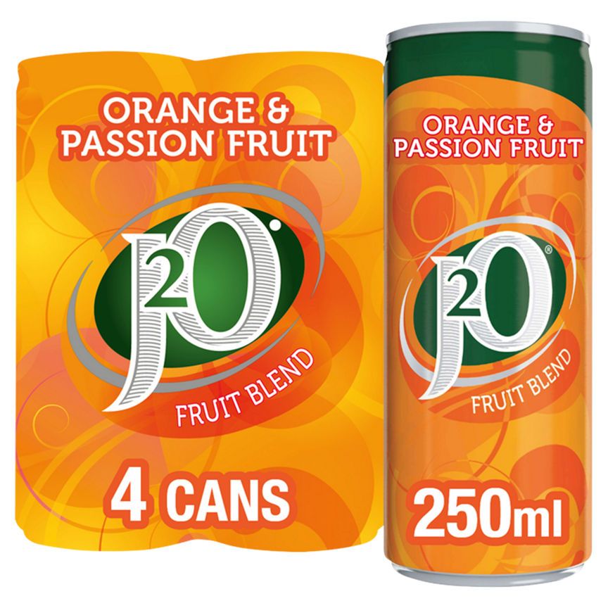 J2O Orange &amp;amp; Passion Fruit Juice Drink Cans