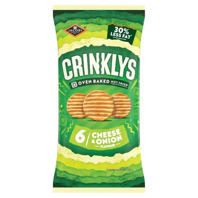 Jacob's Crinklys Cheese &amp;amp; Onion Multipack Snacks   6 per pack