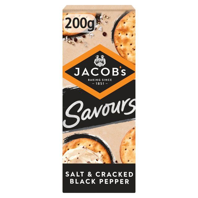Jacob's Savours Bakes Salt &amp;amp; Cracked Black Pepper Crackers   200g