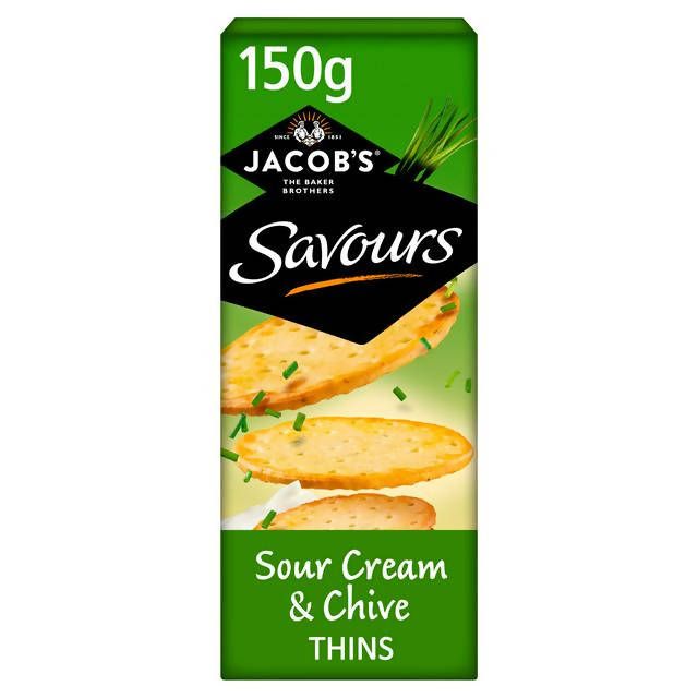 Jacob's Savours Thins, Sour Cream &amp;amp; Chive Crackers 150g