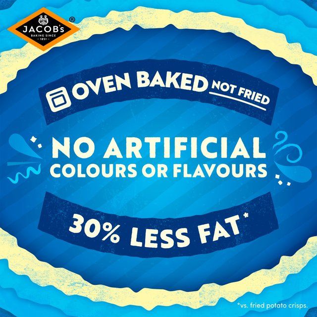 Jacobs Crinklys Salt &amp;amp; Vinegar 30% Less Fat Baked Snacks Multipack   6 per pack