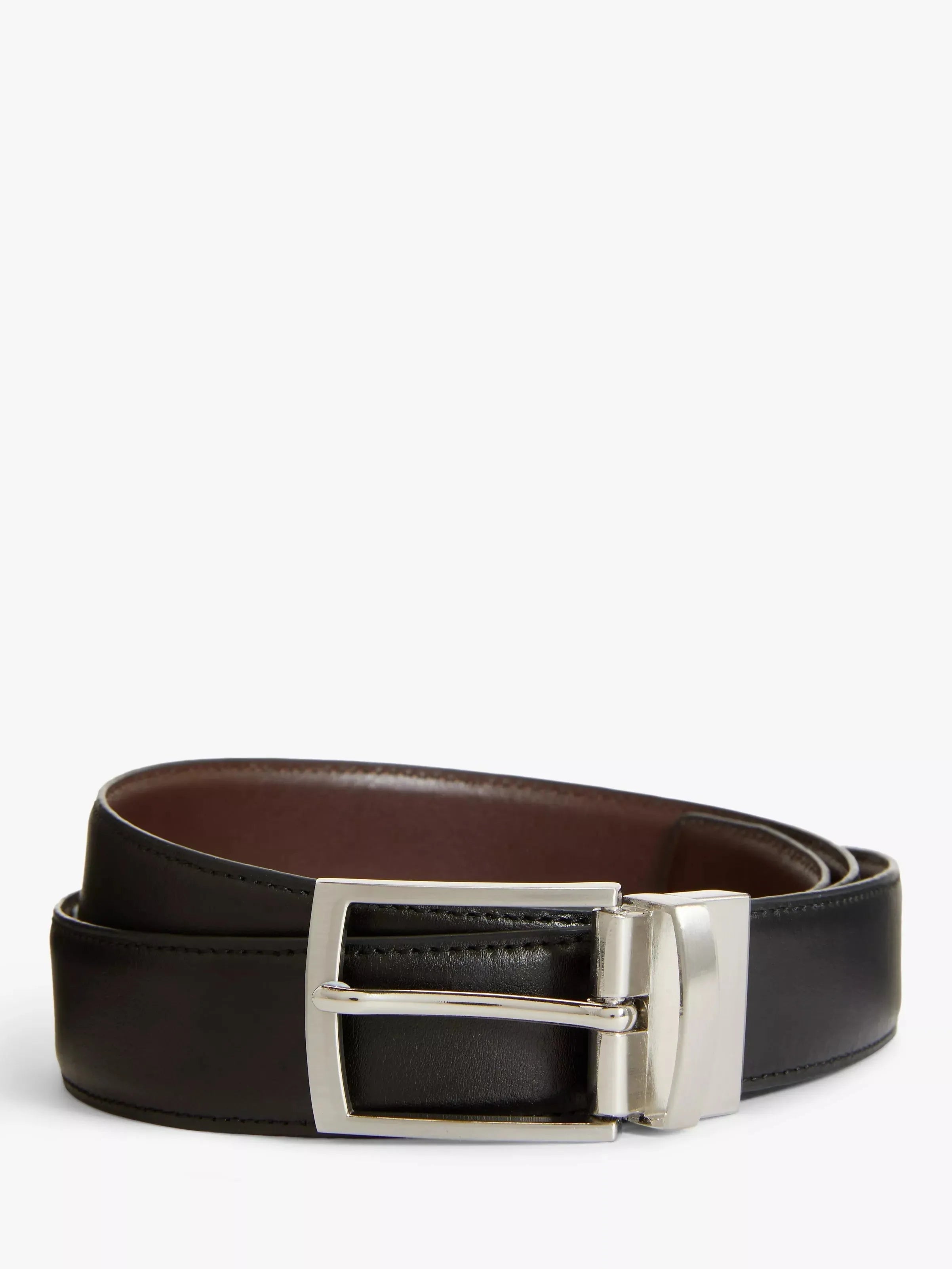 John Lewis 35mm Reversible Leather Belt, Black/Brown - McGrocer
