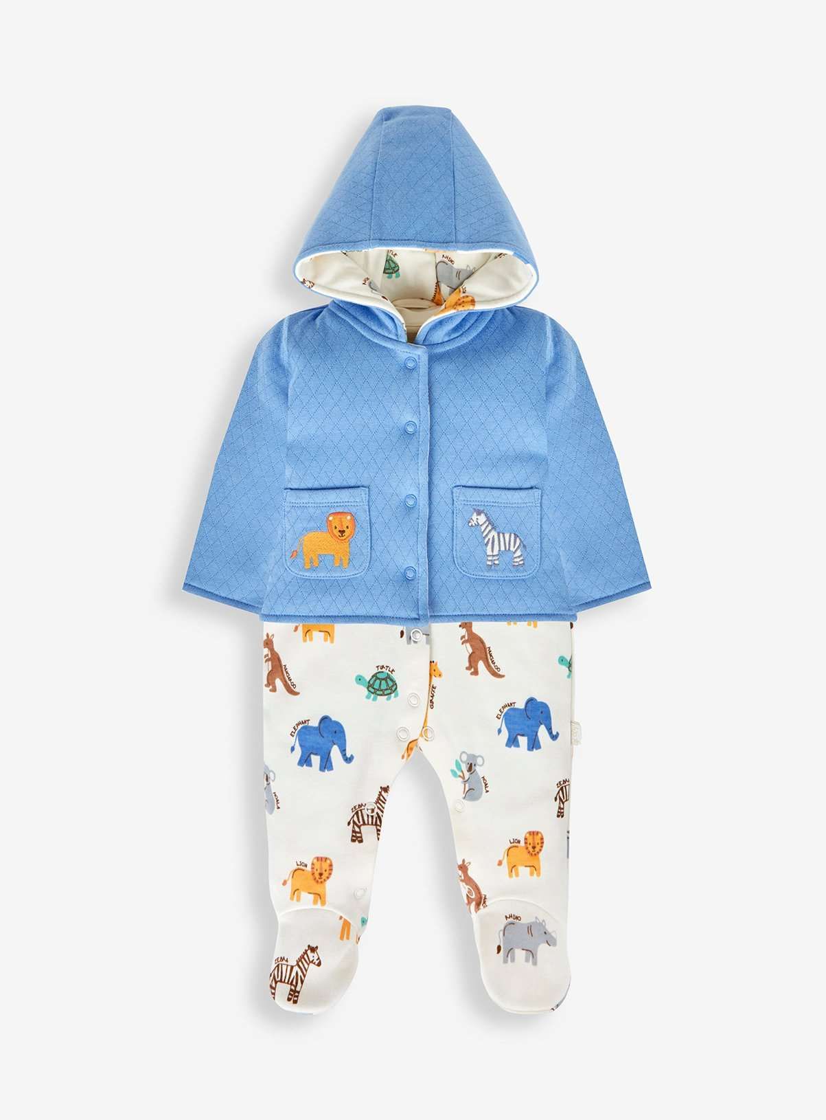 JOJO MAMAN B&amp;Eacute;B&amp;Eacute; 2 Piece Safari Sleepsuit &amp;amp; Jacket Set Newborn