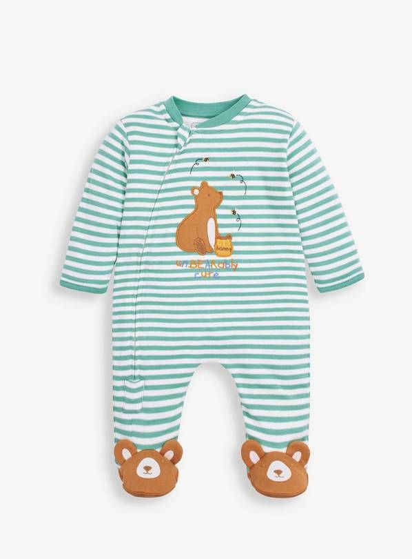 JOJO MAMAN B&amp;Eacute;B&amp;Eacute; Bear Applique Zip Sleepsuit Newborn