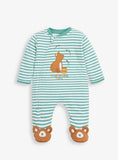 JOJO MAMAN B&amp;Eacute;B&amp;Eacute; Bear Applique Zip Sleepsuit Newborn