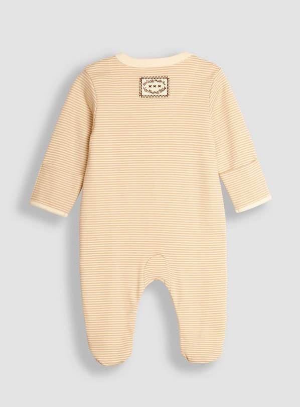 JOJO MAMAN B&amp;Eacute;B&amp;Eacute; Bear Embroidered Sleepsuit 3-6 months