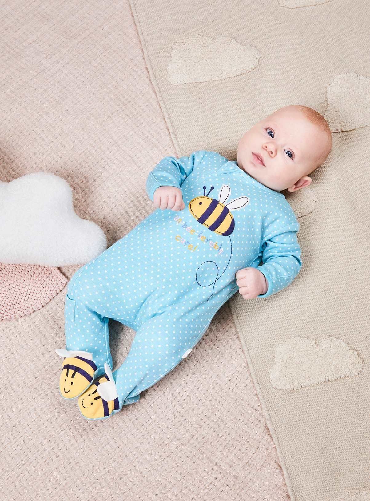 JOJO MAMAN B&amp;Eacute;B&amp;Eacute; Bee Applique Zip Sleepsuit Up To 3 mths