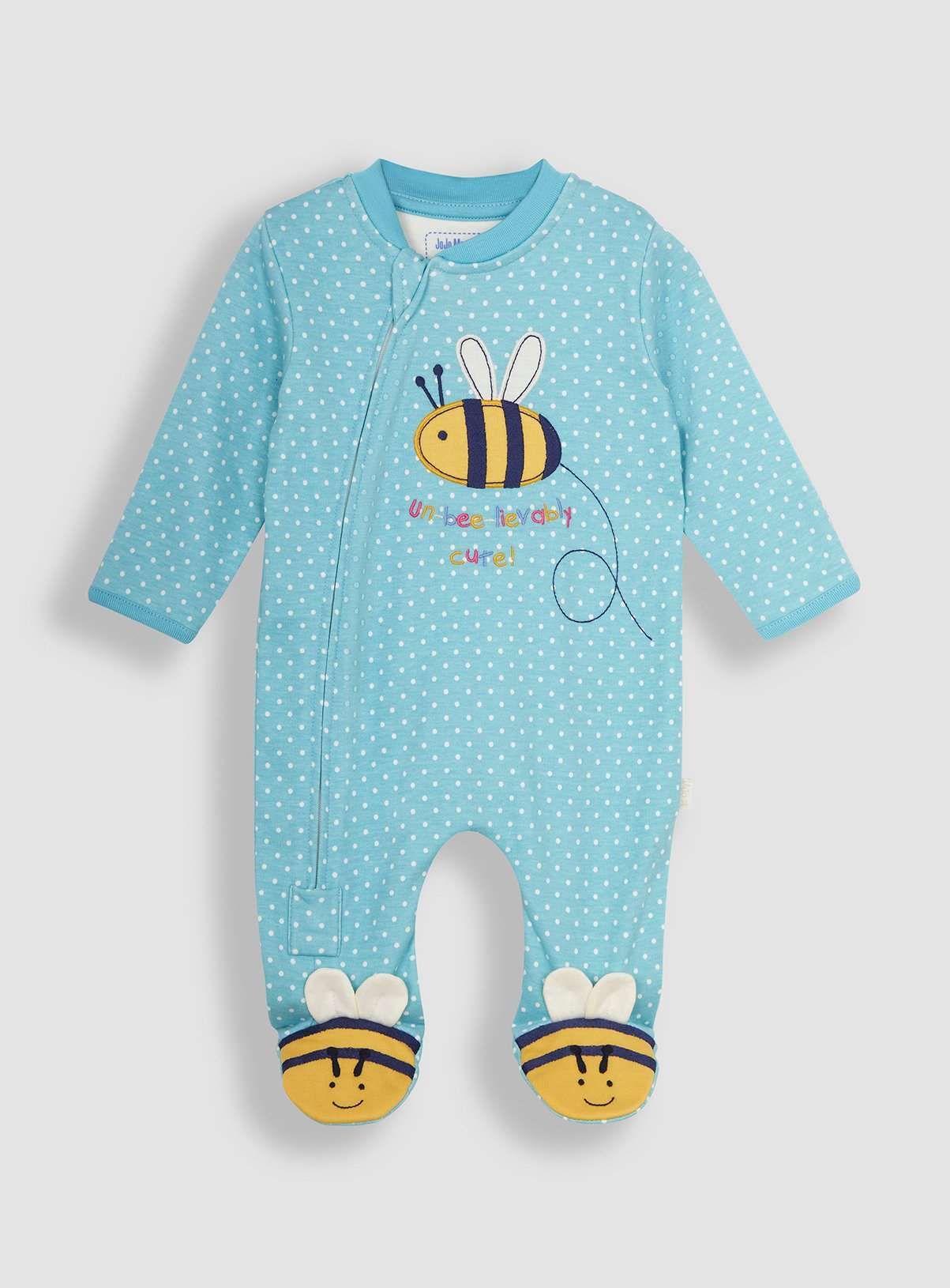 JOJO MAMAN B&amp;Eacute;B&amp;Eacute; Bee Applique Zip Sleepsuit Up To 3 mths