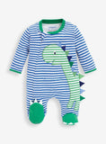 JOJO MAMAN B&amp;Eacute;B&amp;Eacute; Dino Applique Zip Sleepsuit Blue Up To 3 mths