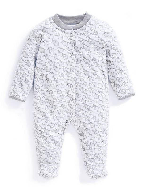 JOJO MAMAN B&amp;Eacute;B&amp;Eacute; Little Elephant Sleepsuit Grey Up To 3 mths