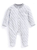 JOJO MAMAN B&amp;Eacute;B&amp;Eacute; Little Elephant Sleepsuit Grey Up To 3 mths