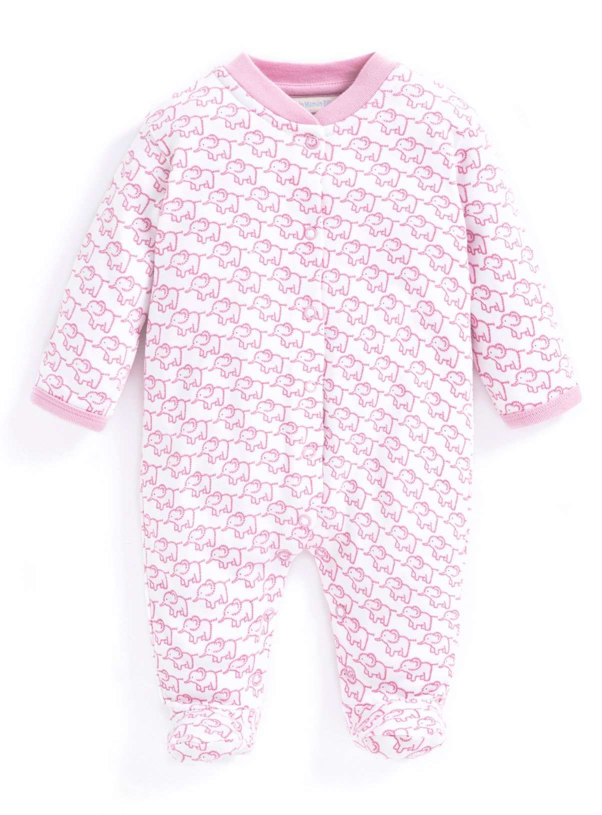 JOJO MAMAN B&amp;Eacute;B&amp;Eacute; Little Elephant Sleepsuit Pink Up To 3 mths