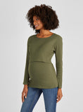 JOJO MAMAN B&amp;Eacute;B&amp;Eacute; Ribbed Maternity &amp;amp; Nursing Top L