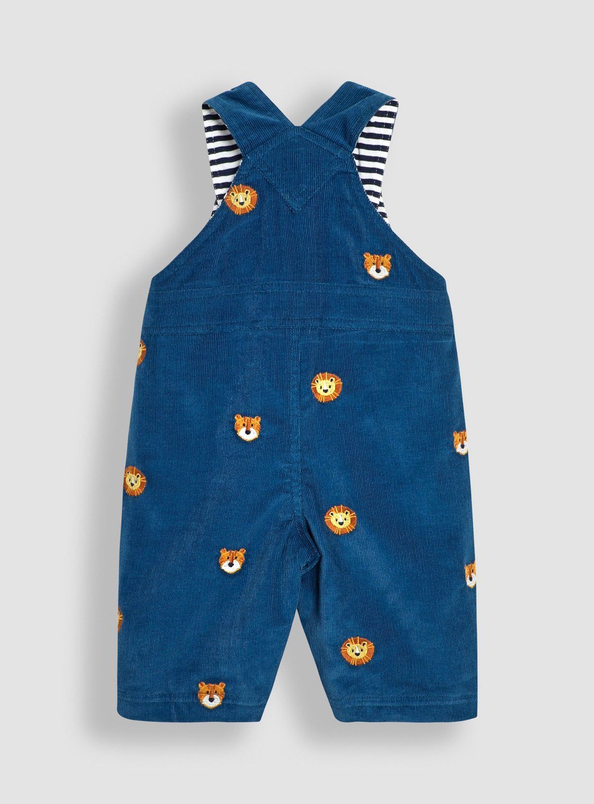 JOJO MAMAN B&amp;Eacute;B&amp;Eacute; Safari Animal Embroidered Dungarees Up To 3 mths