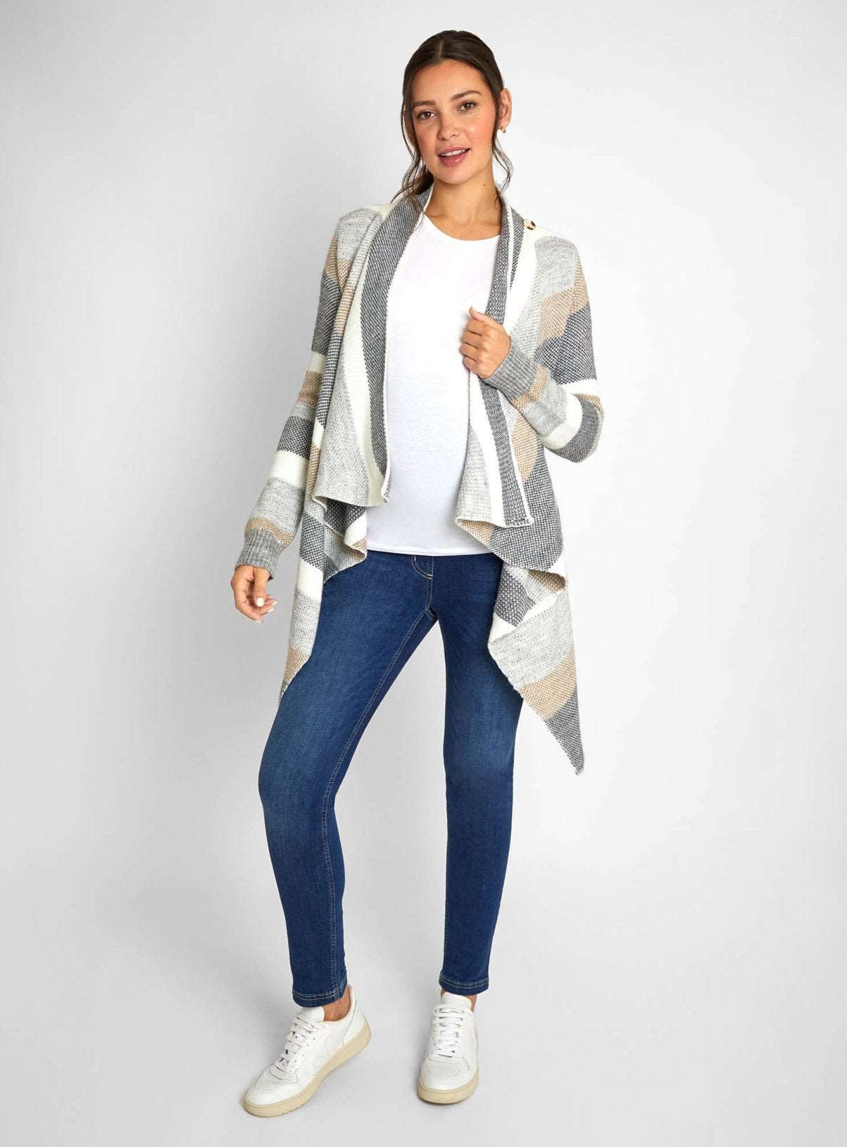 JOJO MAMAN B&amp;Eacute;B&amp;Eacute; Stripe Maternity &amp;amp; Nursing Cardigan S