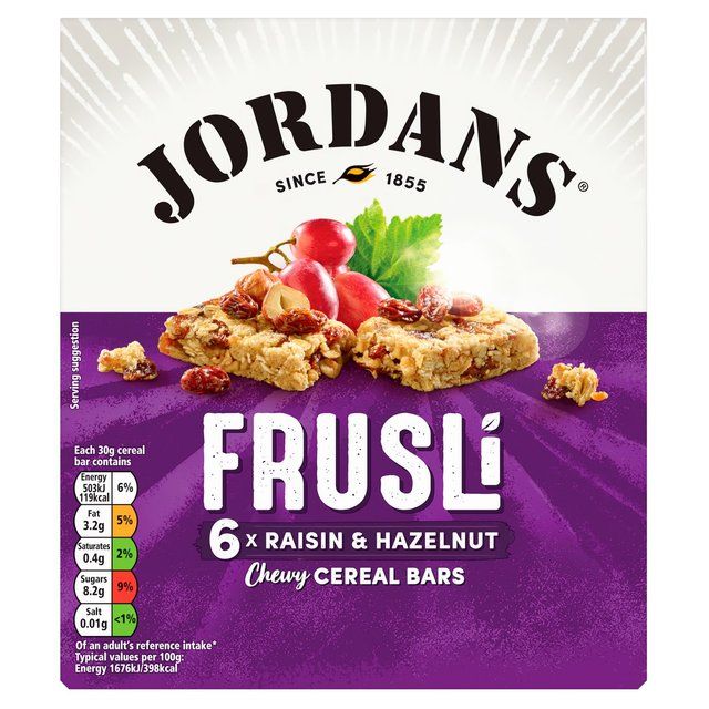 Jordans Raisin &amp;amp; Hazelnut Frusli Cereal Bars   6 x 30g