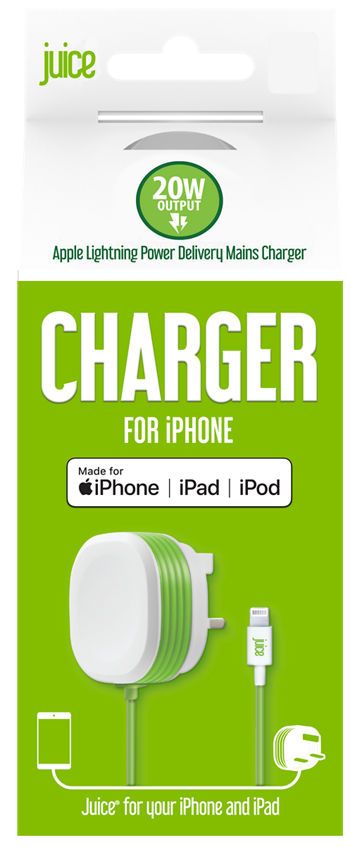 Juice Lightning Mains Charger with 1.5m Integrated Cable - 20w
