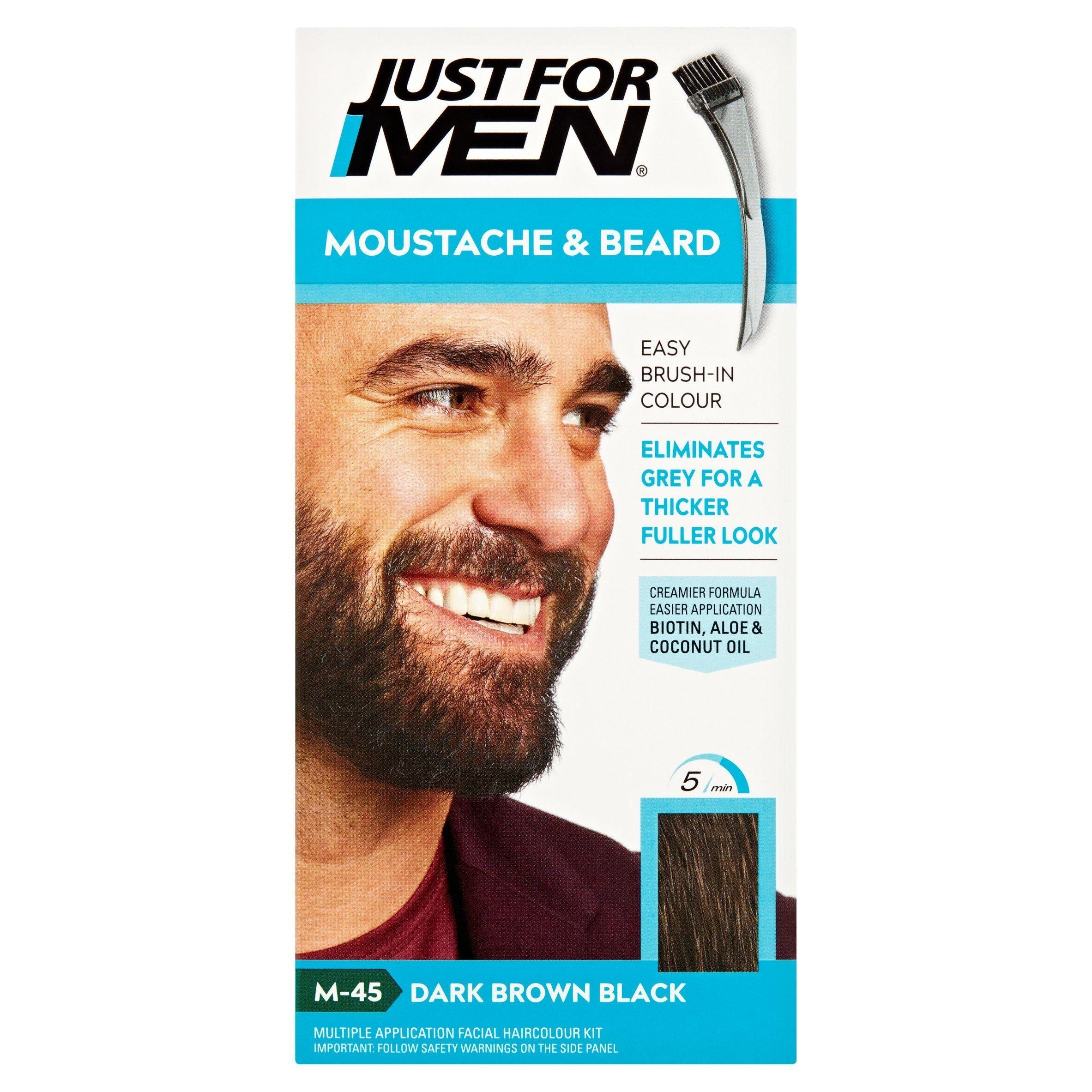 Just For Men Moustache &amp;amp; Beard Brush-In Colour Gel Dark Brown-Black M-45
