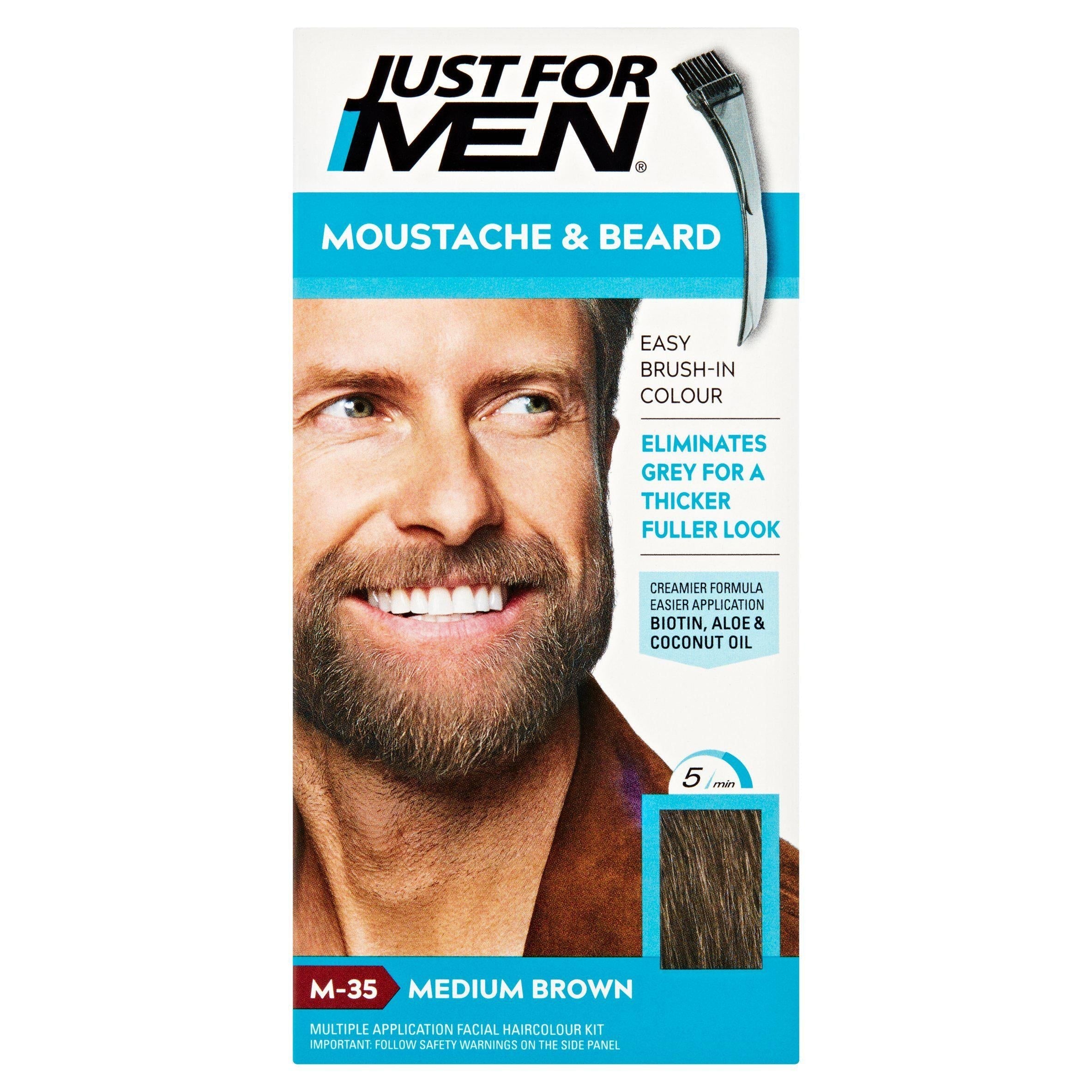 Just For Men Moustache &amp;amp; Beard Brush-In Colour Gel Medium Brown M-35