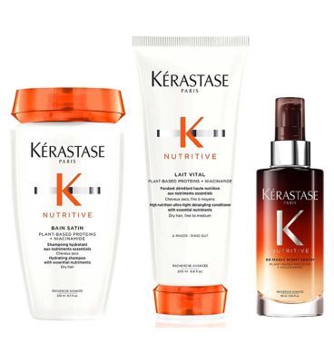 K&amp;eacute;rastase Nutritive Shampoo, Conditioner &amp;amp; Hair Serum Set, Hydrating Routine for Dry Hair Lacking Nutrition Trio