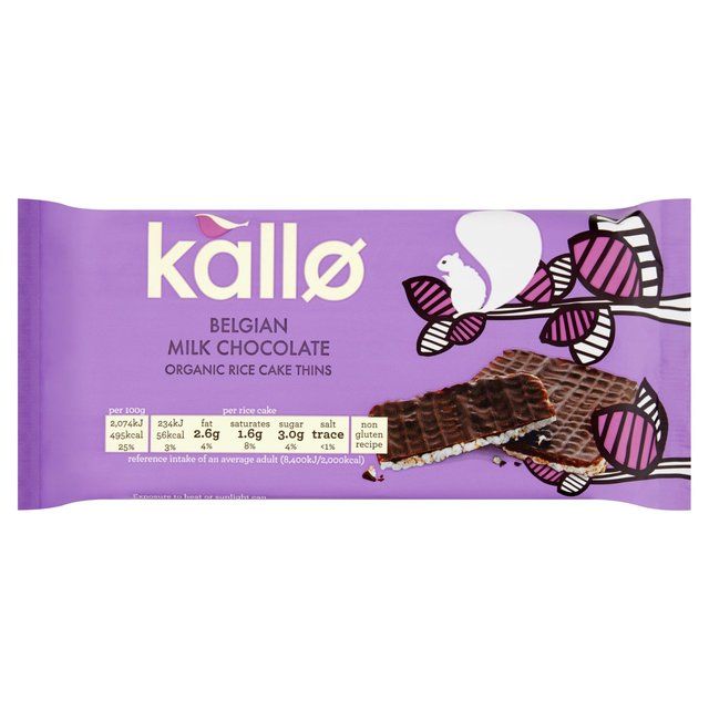 Kallo Organic Milk Chocolate Rice Cake Thins   90g