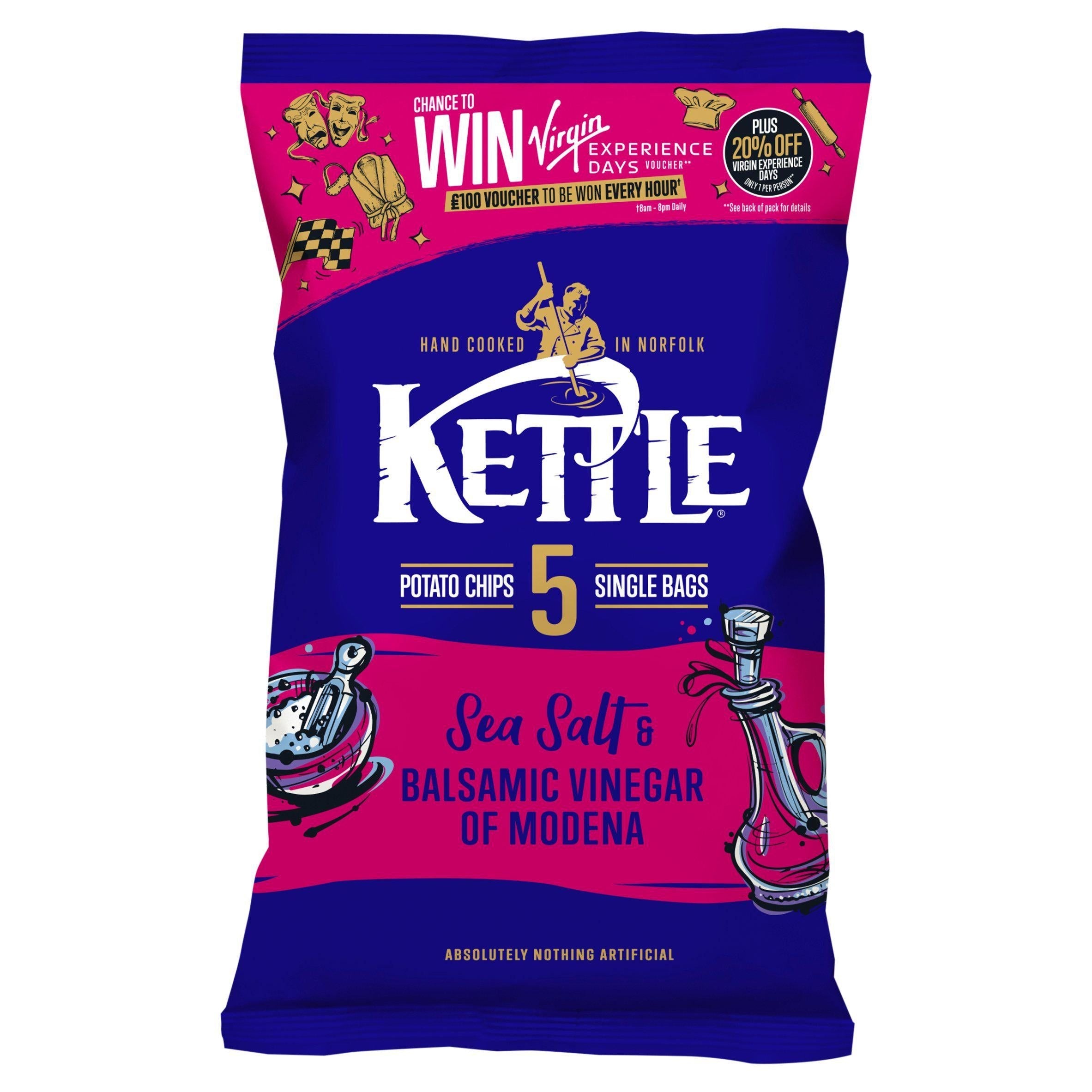 Kettle Sea Salt &amp;amp; Balsamic Vinegar of Modena Potato Chips x5 25g