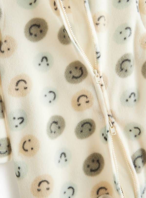 Khaki Stripe &amp;amp; Smiley Face Fleece Sleepsuit 2 Pack 3-6 months